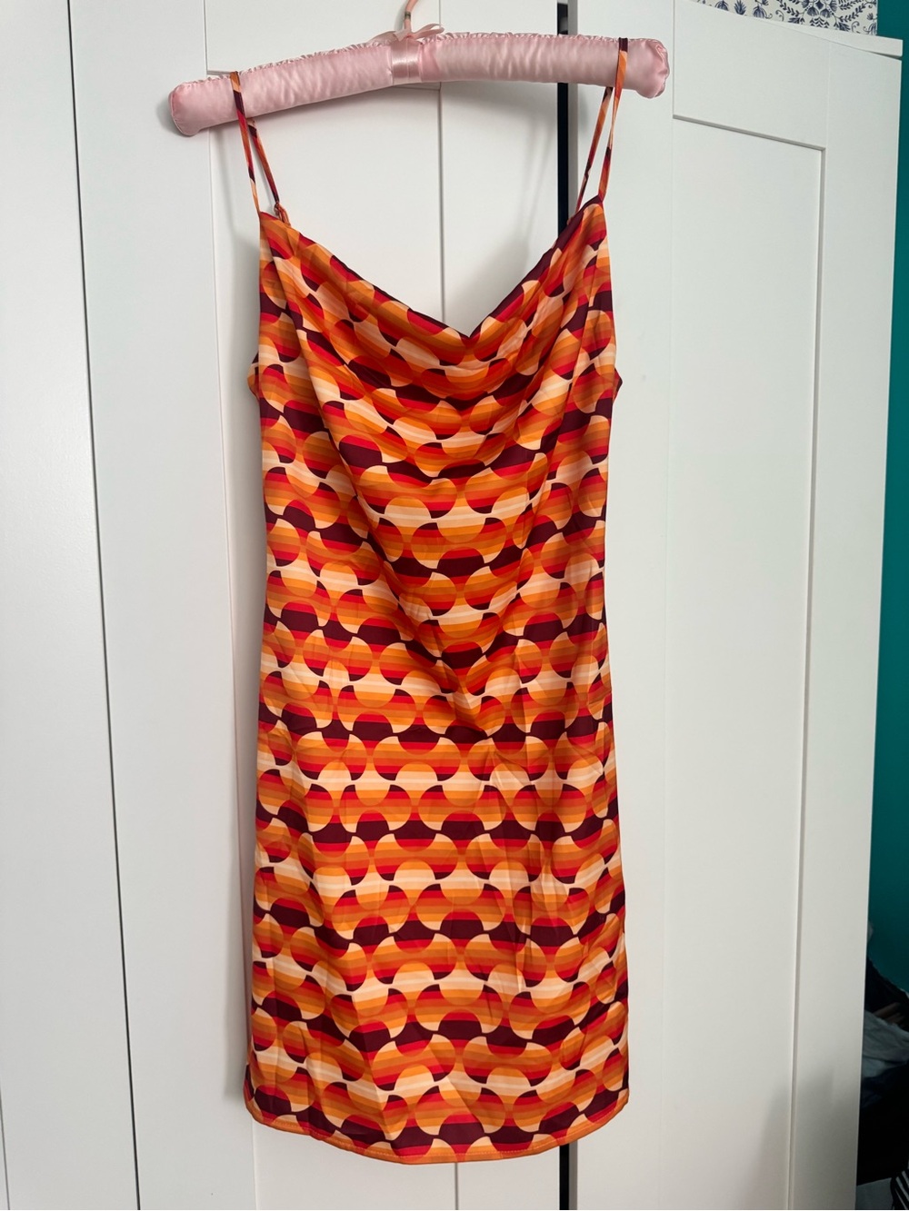 NWOT Urban Outfitters Retro Geometric Cowl Neck Slip Dress
